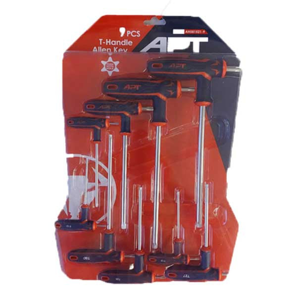 AH581521-9 T10-T50 توريكس بدليل طويل 9قطع T طـقـم ألـن يد حرف