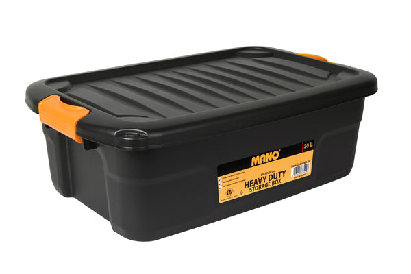 صندوق تخزين بلاستيك هيفي ديوتي بغطاء 30 لتر مقاس 600×390×200 مم ماركة مانو صناعة تركي