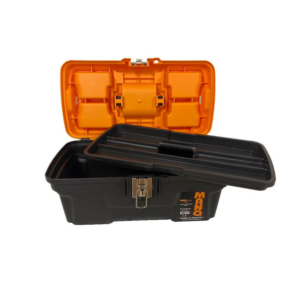 شنطة عدة بلاستيك هيفي ديوتي قفل معدن بحوافظ علوية 16 بوصة مقاس 239×434×194 مم ماركة مانو صناعة تركي