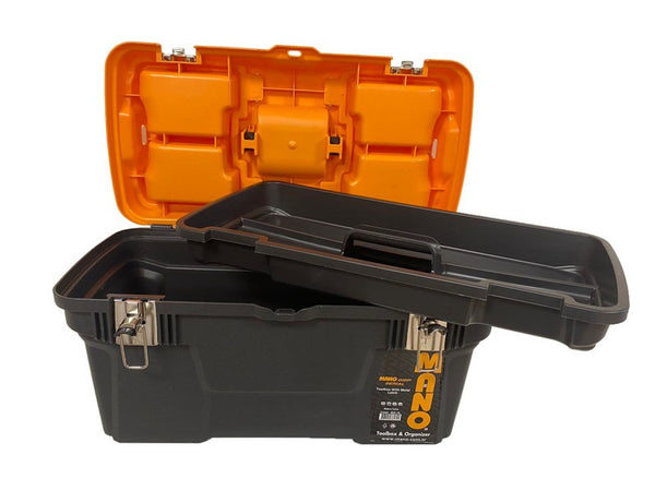 شنطة عدة بلاستيك هيفي ديوتي قفل معدن بحوافظ علوية 19 بوصة مقاس 263×494×250 مم ماركة مانو صناعة تركي