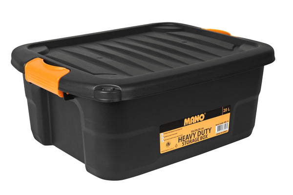 صندوق تخزين بلاستيك هيفي ديوتي بغطاء 21 لتر مقاس 390×506×200 مم ماركة مانو صناعة تركي