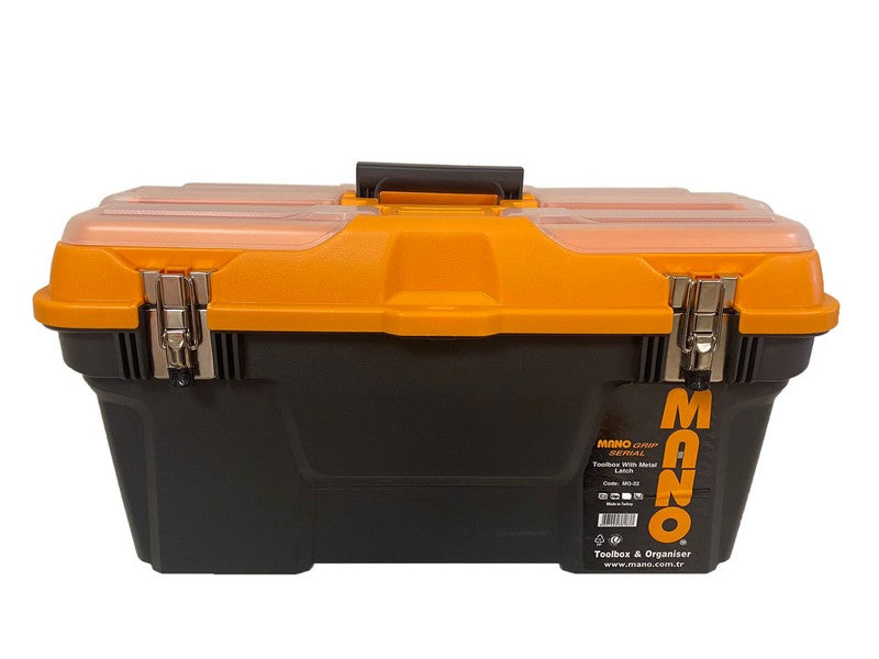 شنطة عدة بلاستيك هيفي ديوتي قفل معدن بحوافظ علوية 22 بوصة مقاس 310×582×234 مم ماركة مانو صناعة تركي