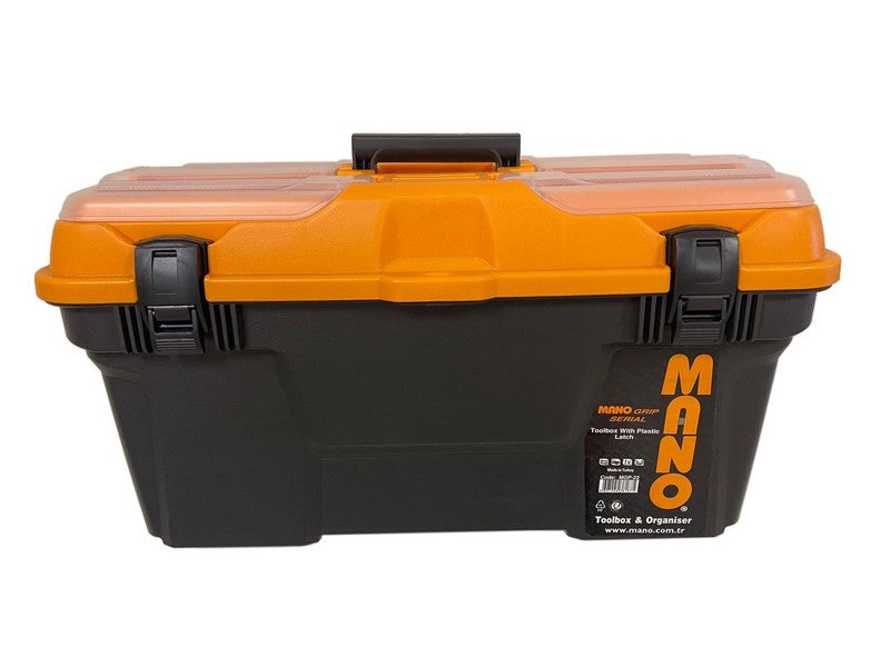 شنطة عدة بلاستيك هيفي ديوتي قفل بلاستيك بحوافظ علوية 22 بوصة مقاس 582×310×293 مم ماركة مانو صناعة تركي