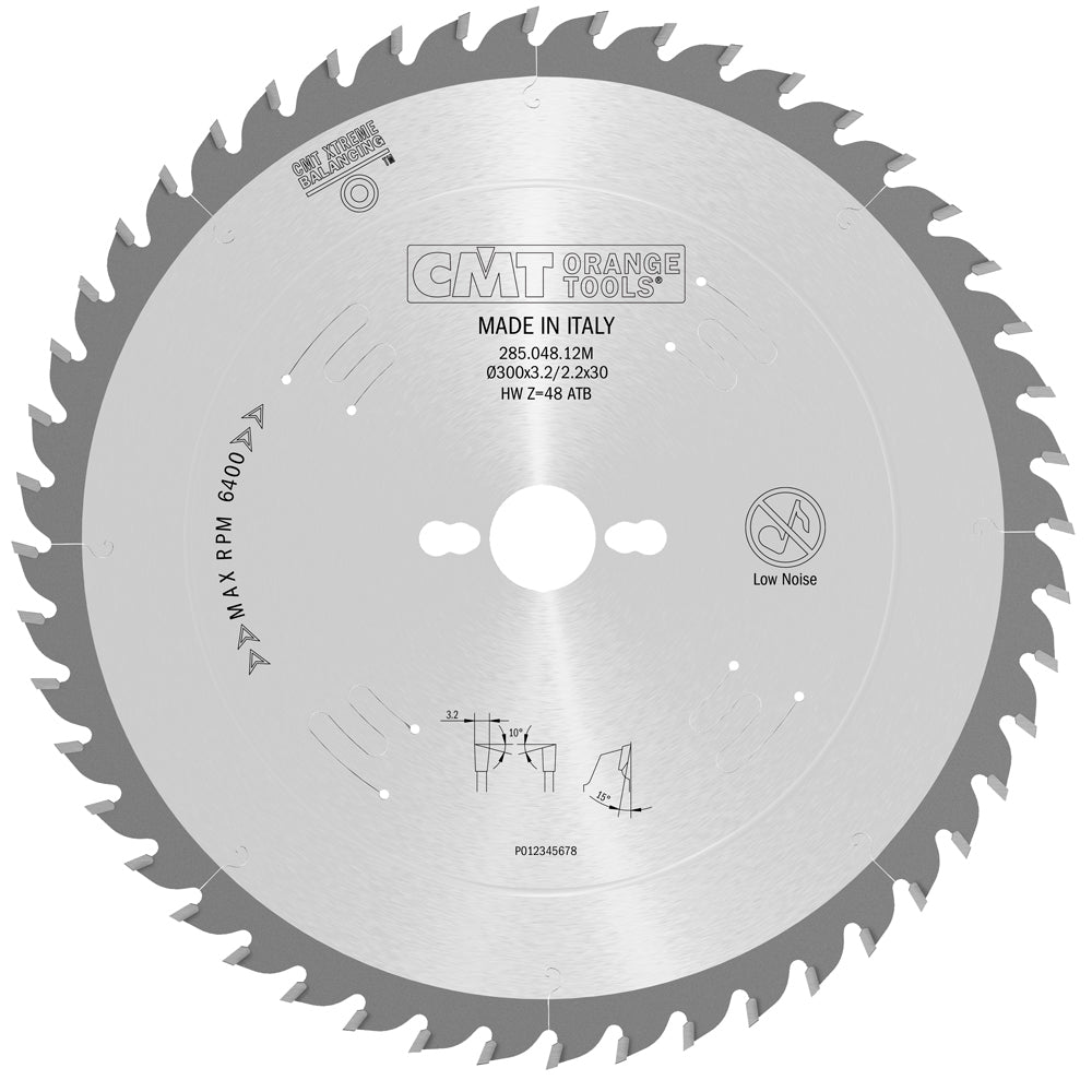 RIPPING-CROSSCUT SAW BLADE 300X3.2X30 Z48 10ATB صينية 12 بوصه 30 مم سمك 48 سن ايطالى موديل CMT 285.048.12M