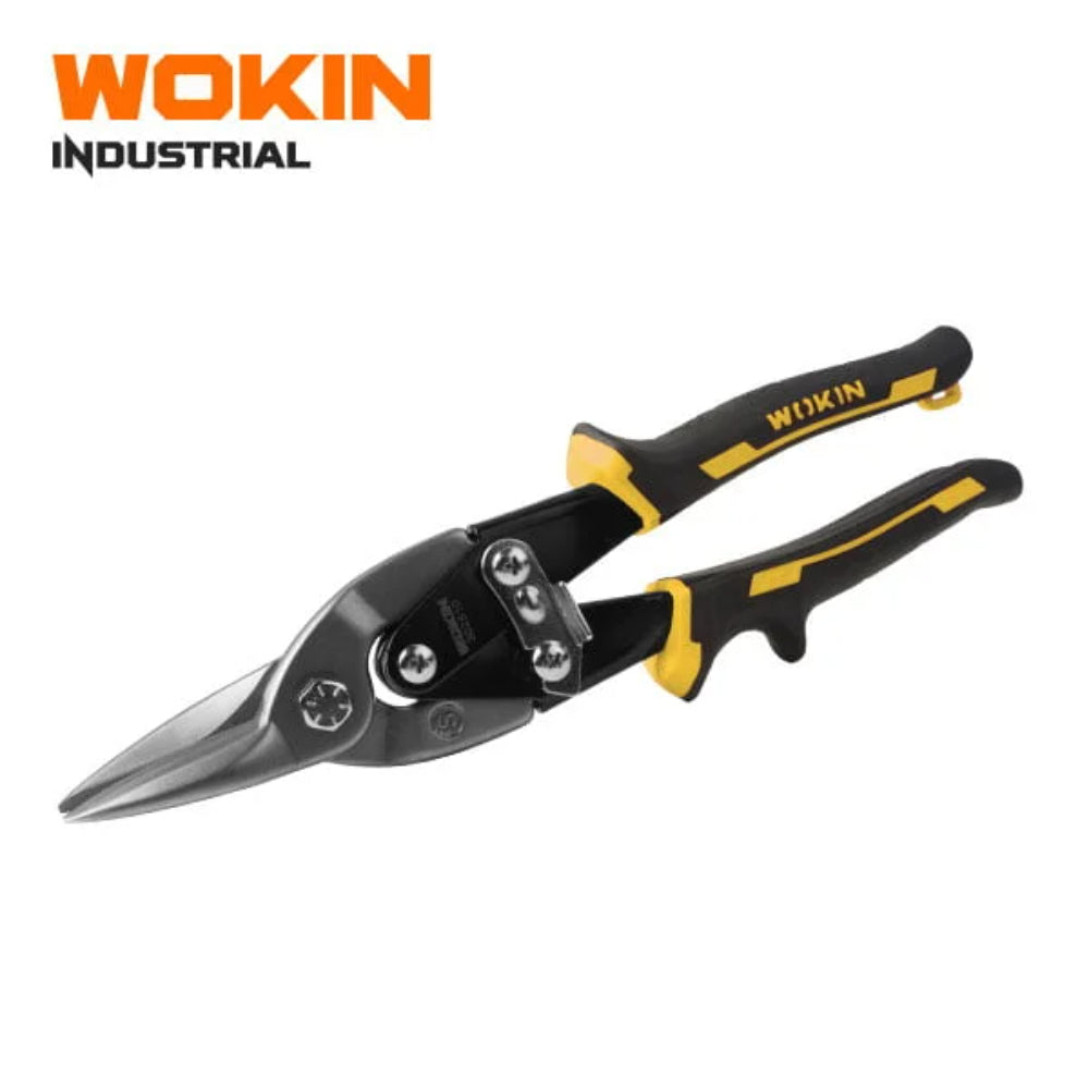 302810 Avation snip  Straight  Cr-Mo Length 10 250mmTwo-component plastic handle Packing   blister card 302810-WOKIN
