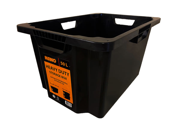 صندوق تخزين بلاستيك هيفي ديوتي مفتوح 50 لتر مقاس 406×602×302 مم ماركة مانو صناعة تركي