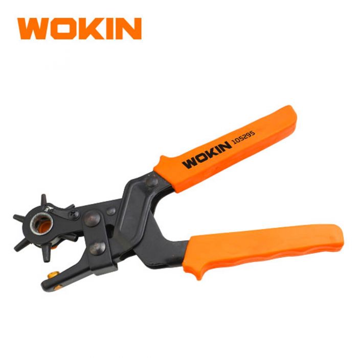 105295 REVOLVING PUNCH PLIERS  HEAVY DUTY 235mm. 9.5Revolving head holds six replaceable punches diameter  2mm. 2.5mm. 3mm. 3.5mm. 4mm. 4.5mm 105295-WOKIN