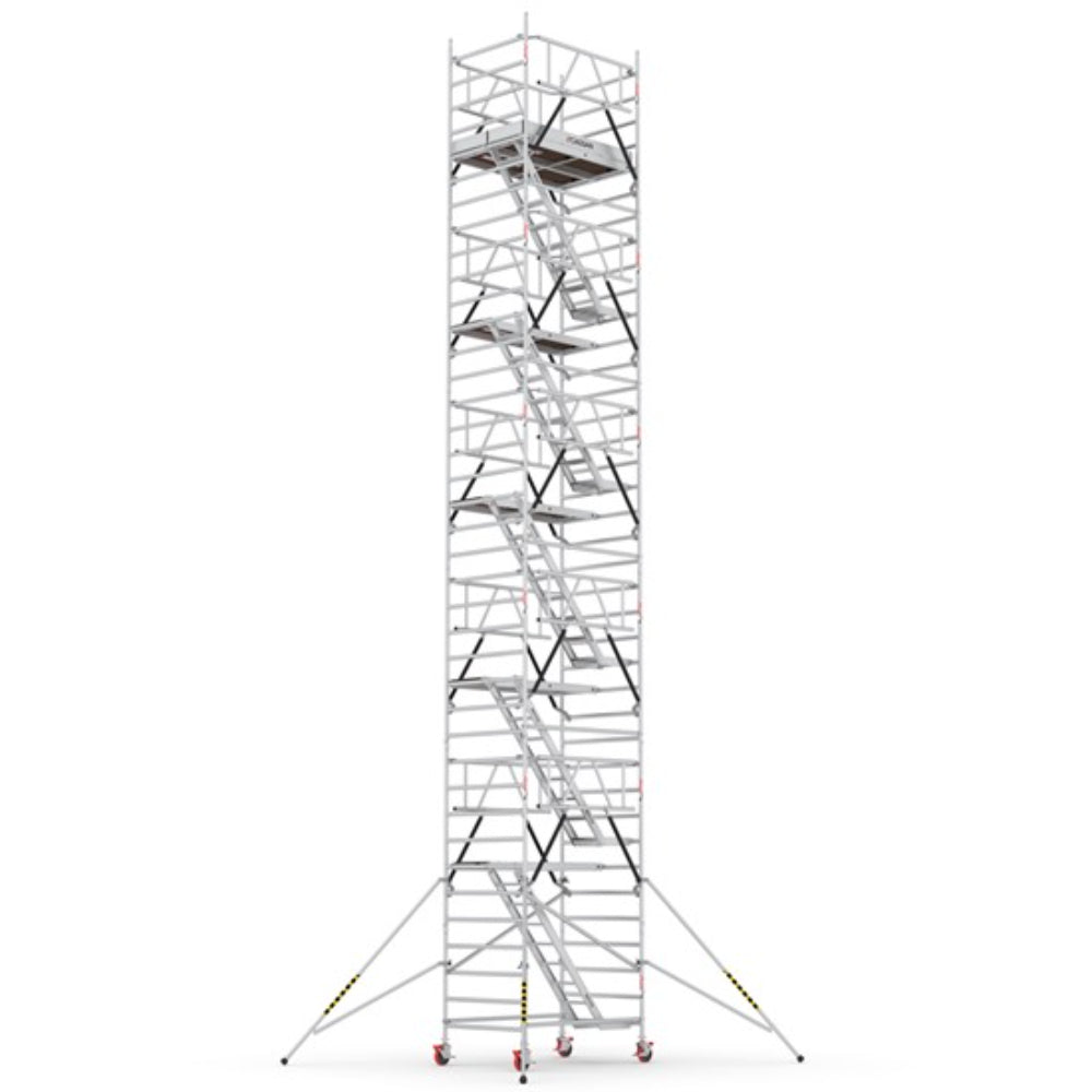 سقالة مواسير الومنيوم بعجل مقاس الطبلية 180×120 سم ارتفاع 10.7 متر وارتفاع بالعامل 12.7 متر وزن السقالة 398 كجم مع شهادات سيفتي صناعة تركي ProTUBE-LN-ME-180