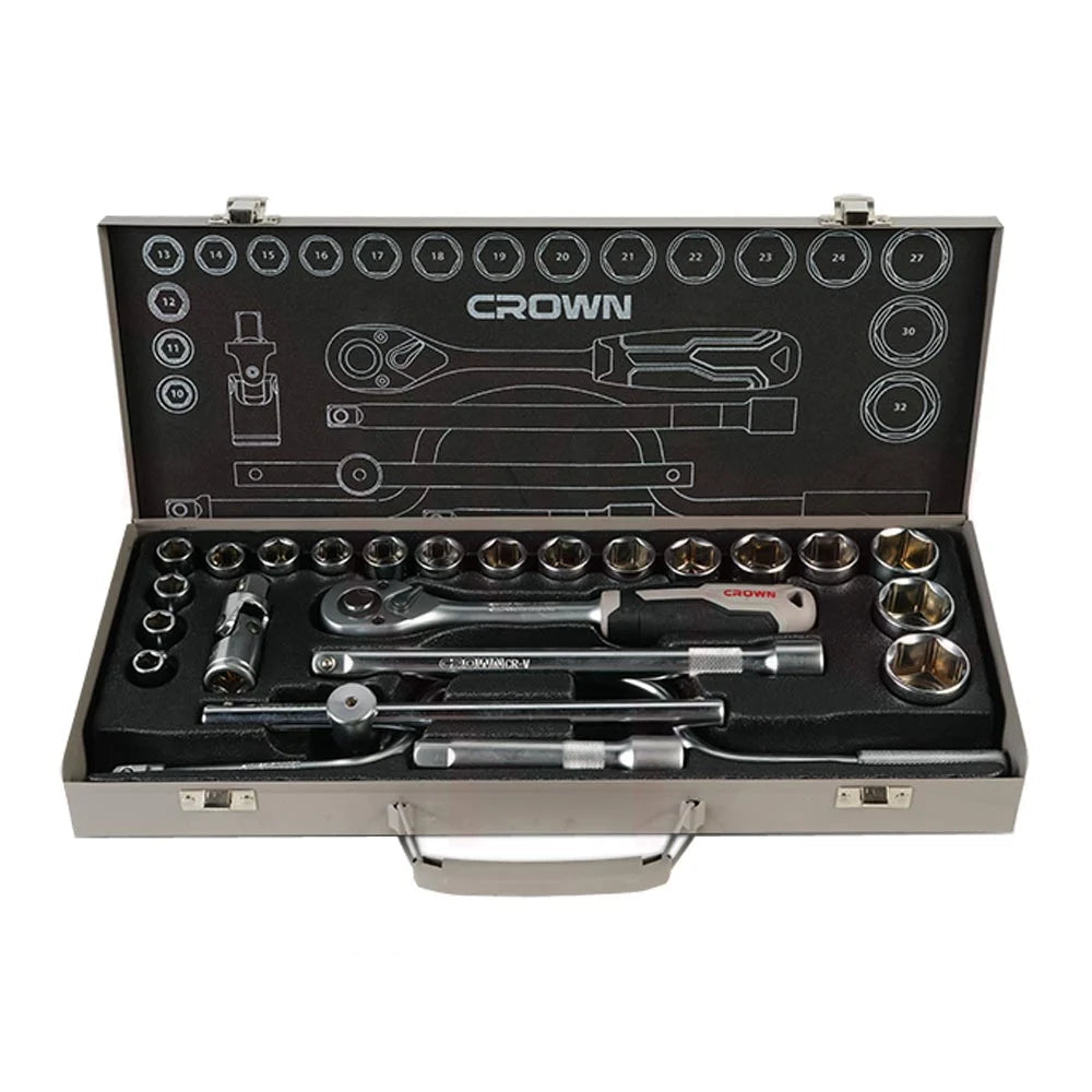 CPHSW-XA24    طقم    لقم    مسدس    32-10    مم    مربع    1/2    بوصة    24    قطعه    شنطه    معدن