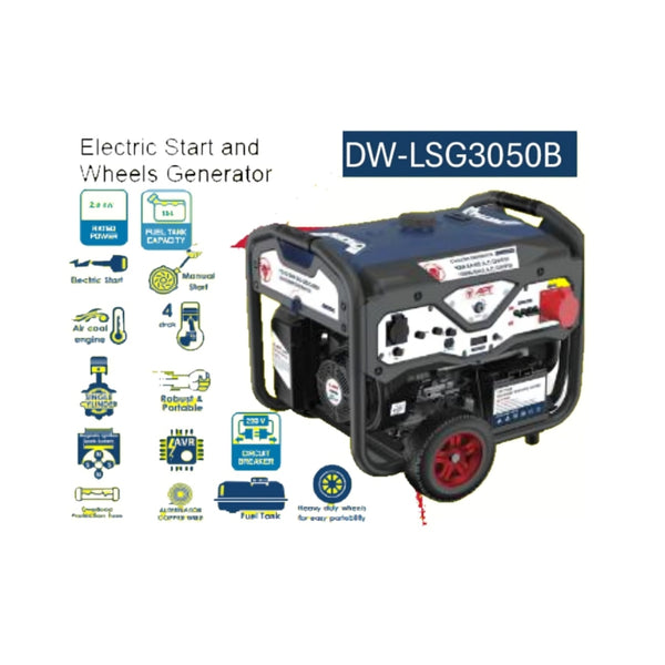 DW-LSG3050B  مولد  كهرباء  220  فولت  بنزين  /  عجل  2.5  -  2.8  كيلو  وات
