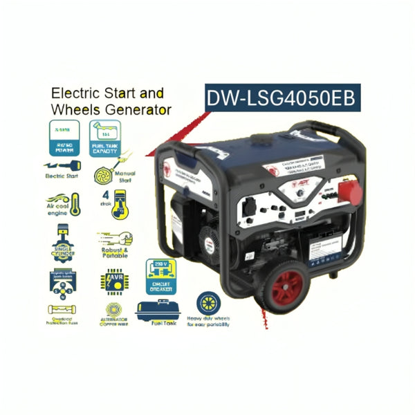 DW-LSG9375EB  مولد  كهرباء  220  فولت  بنزين  مارش/  عجل  8  -  8.3  كيلو  واط