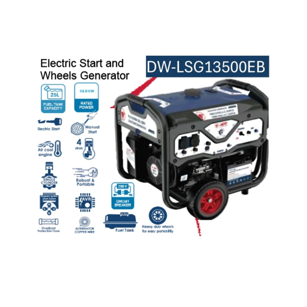 DW-LSG13500EB مولد كهرباء 220 فولت بنزين مارش / عجل 9 - 10 كيلو وات