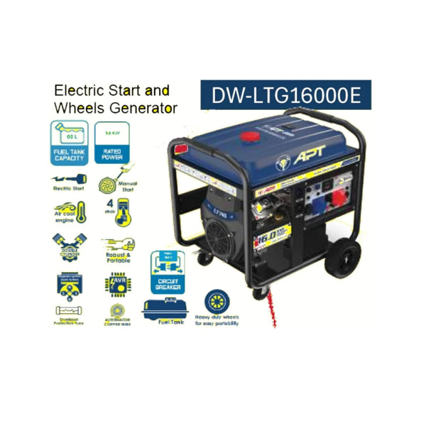 DW-LTG16000E  مولد  كهرباء  بنزين  بعجل  11  -  13  كيلو  واط  220/380  فولت