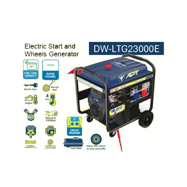 DW-LTG23000E  مولد  كهرباء  بنزين  بعجل  16  -  19  كيلو  واط  220/380  فولت