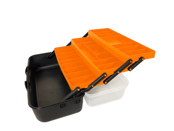 شنطة عدة بلاستيك بحوافظ علوية وادراج داخلية متحركة شفاف 16 بوصة مقاس 198×411×179 مم ماركة مانو صناعة تركي