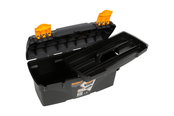 شنطة عدة بلاستيك لون تركواز 16 بوصة مقاس 410×206×192 مم ماركة مانو صناعة تركي