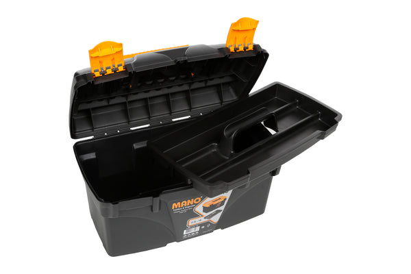 شنطة عدة بلاستيك لون اسود 18 بوصة مقاس 432×251×236 مم ماركة مانو صناعة تركي