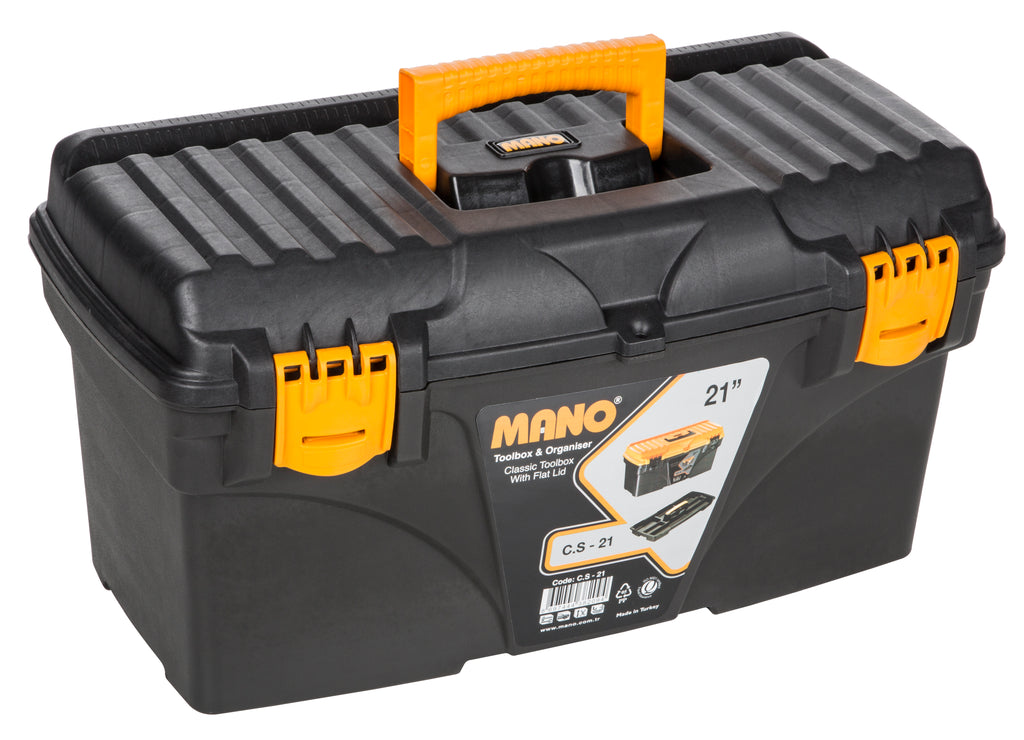 شنطة عدة بلاستيك لون اسود 21 بوصة مقاس 533×291×272 مم ماركة مانو صناعة تركي