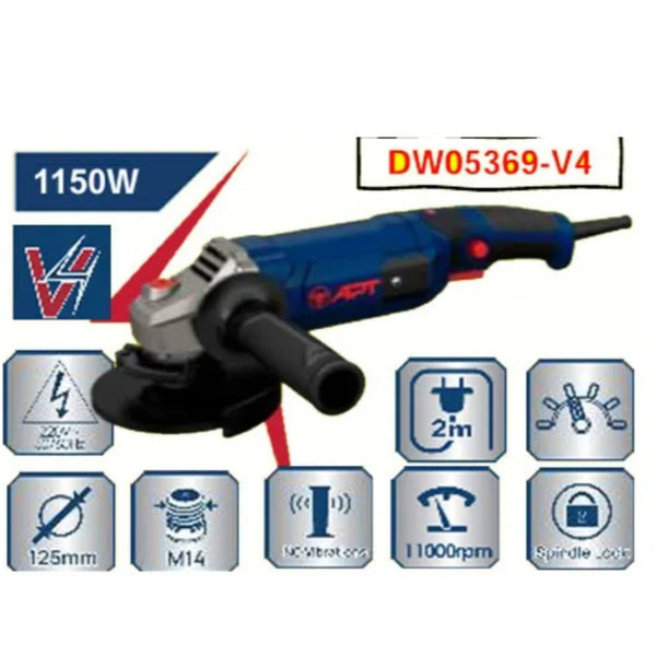 DW05369-V4 صاروخ قطعية يد طويلة 1150 واط 5 بوصه سرعات