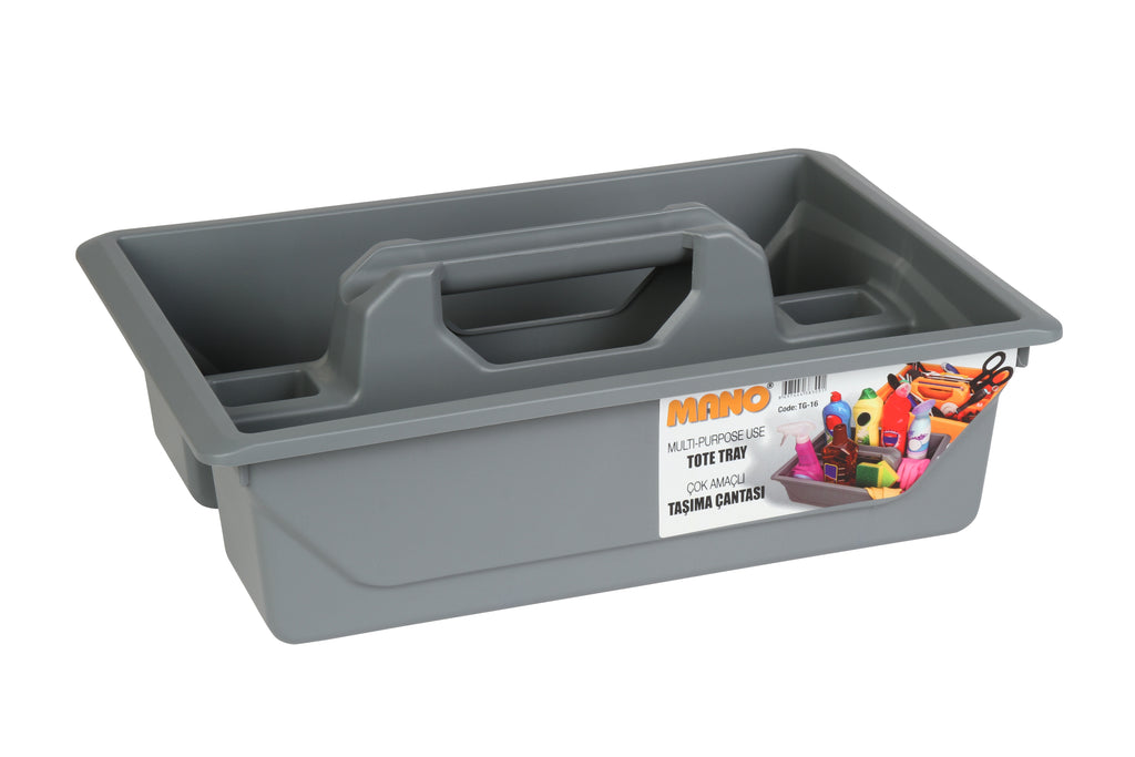 رف بلاستيك مفتوح بيد 16 بوصة لون رصاصي مقاس 280×420×130 مم ماركة مانو صناعة تركي