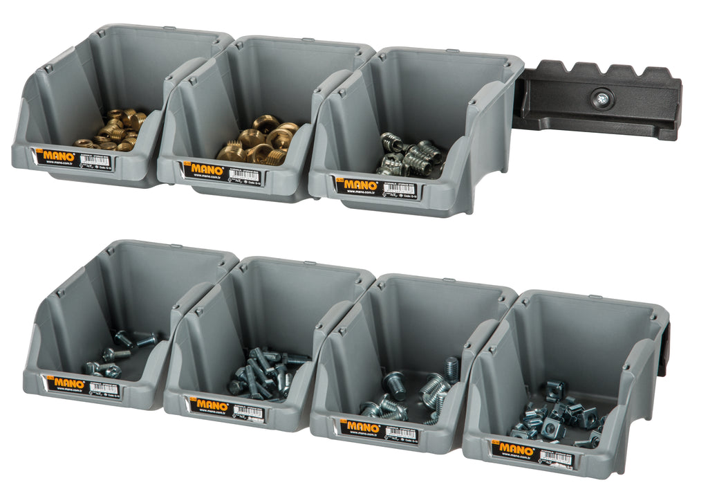 طقم 10 قطعة صندوق تخزين بلاستيك مفتوح لون رصاصي رقم 10 مقاس 103×165×75 مم ماركة مانو صناعة تركي