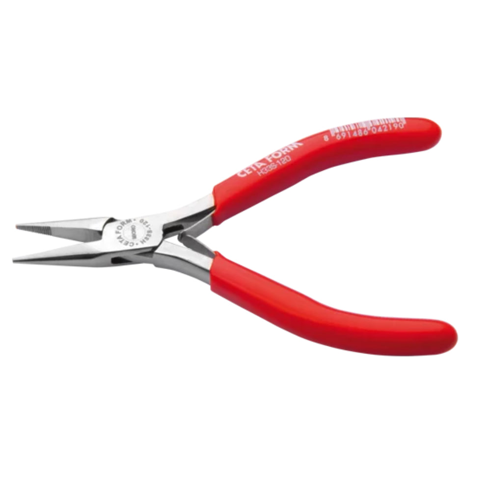 H33S-120X  C-TRONIC Electronics Short Needle Nose Pliers   Toothed Gripping Surface   - 120 mm / Display Carded