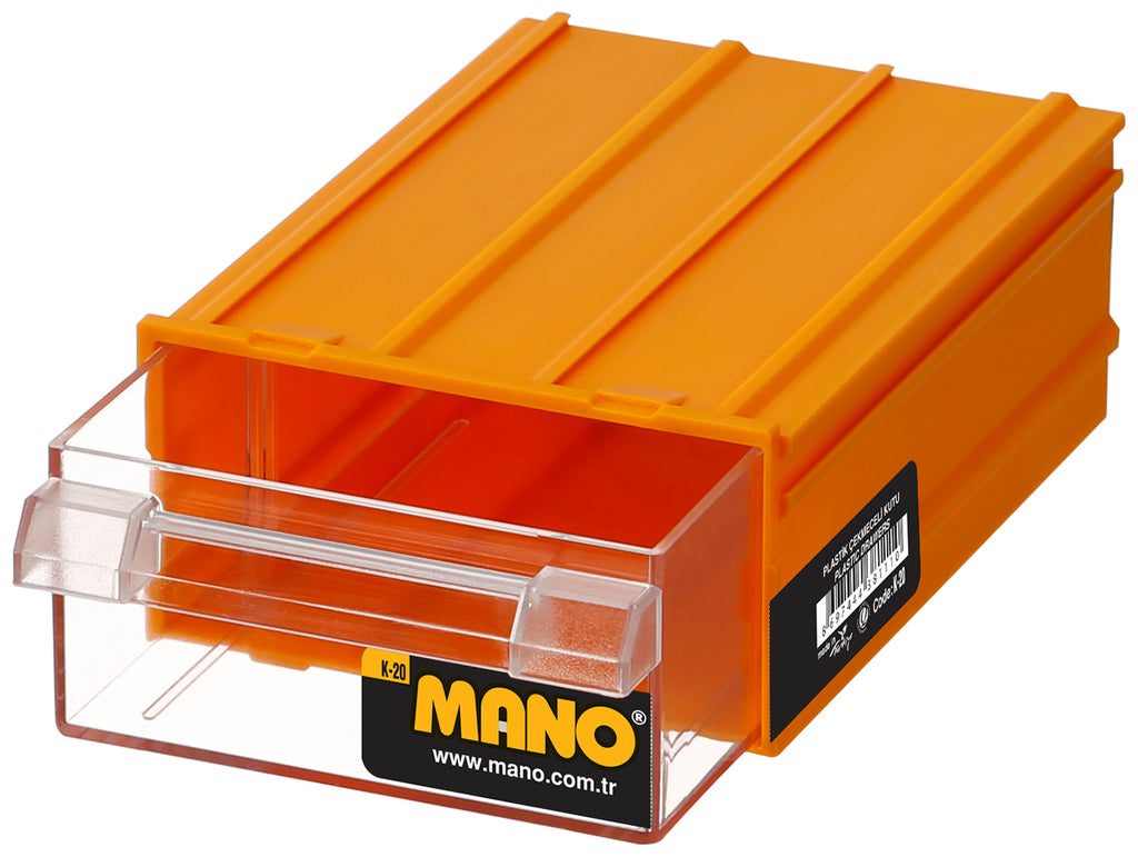 ادراج بلاستيك رقم 20 لون اصفر مقاس 100×140×52 مم ماركة مانو صناعة تركي