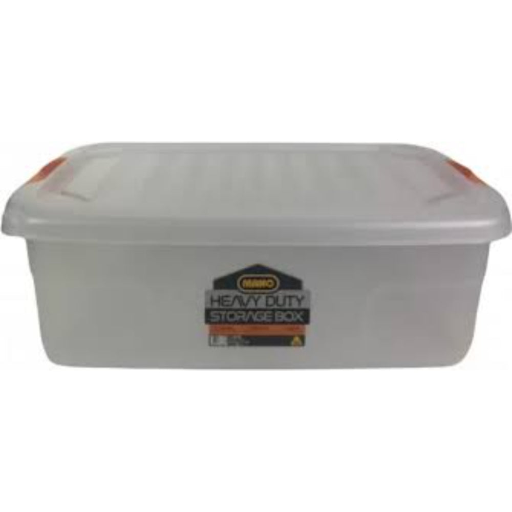 صندوق تخزين بلاستيك شفاف هيفي ديوتي بغطاء 30 لتر مقاس 600×390×200 مم ماركة مانو صناعة تركي