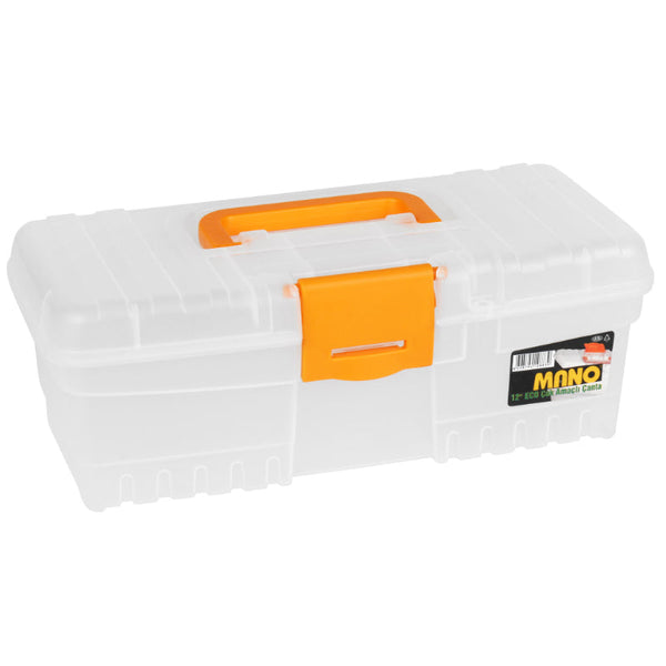 شنطة عدة بلاستيك اقتصادي شفاف 12 بوصة مقاس 360×155×110 مم ماركة مانو صناعة تركي