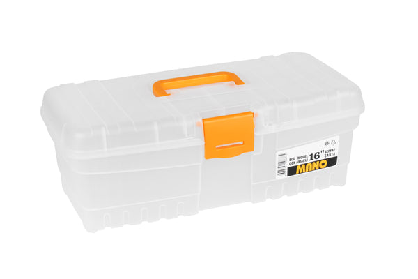 شنطة عدة بلاستيك اقتصادي شفاف 16 بوصة مقاس 470×205×147 مم ماركة مانو صناعة تركي