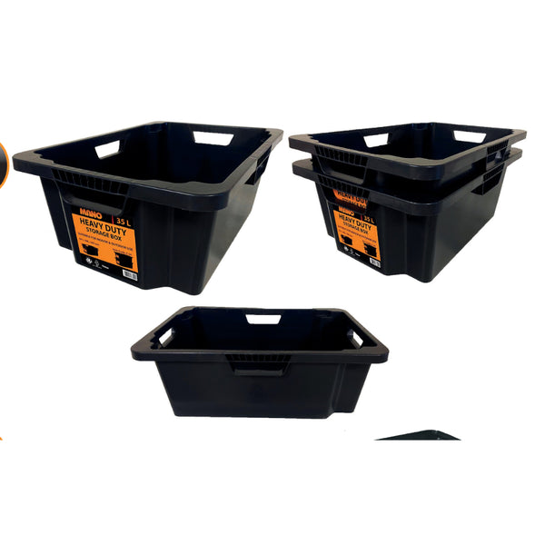 صندوق تخزين بلاستيك هيفي ديوتي مفتوح 35 لتر مقاس 406×602×215 مم ماركة مانو صناعة تركي