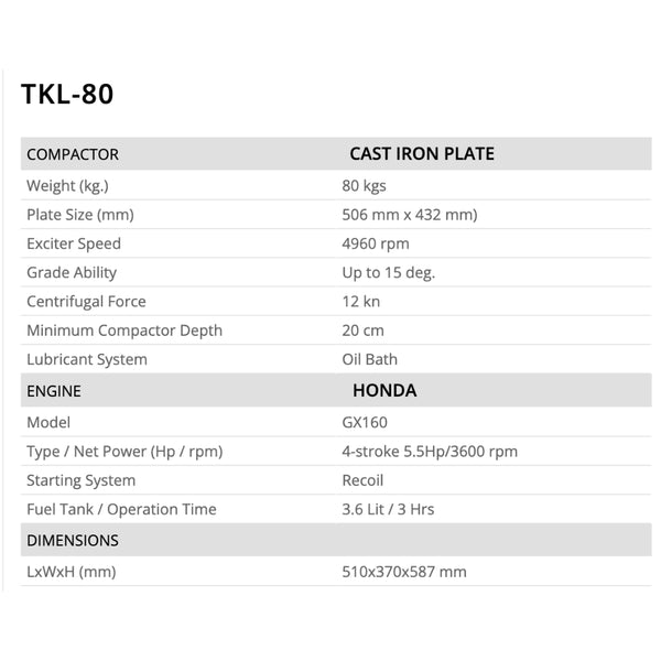 GX160 دكاكة تربة ماركة كوماتسو -بمحرك هوندا طراز TKL 80