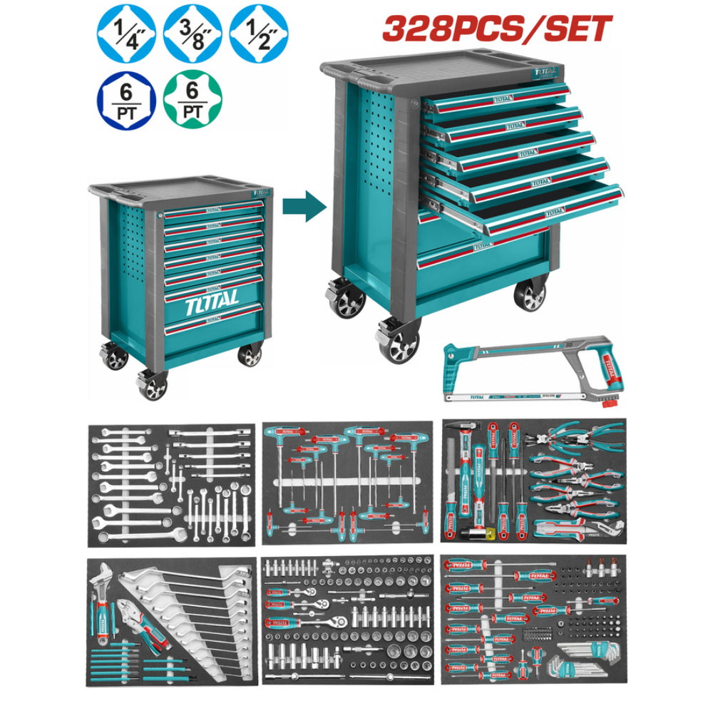 THPTCS73281 تروللى صاج 328 قطعة 7 درج توتال