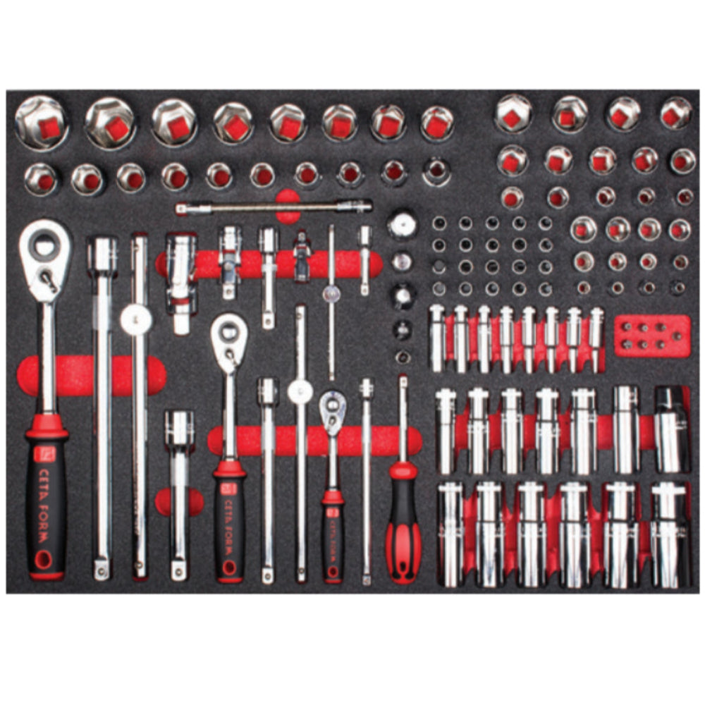 C99-E115H2 115 Piece 1/4" + 3/8" + 1/2"  Drive 6-Point Socket Set ( in EVA )