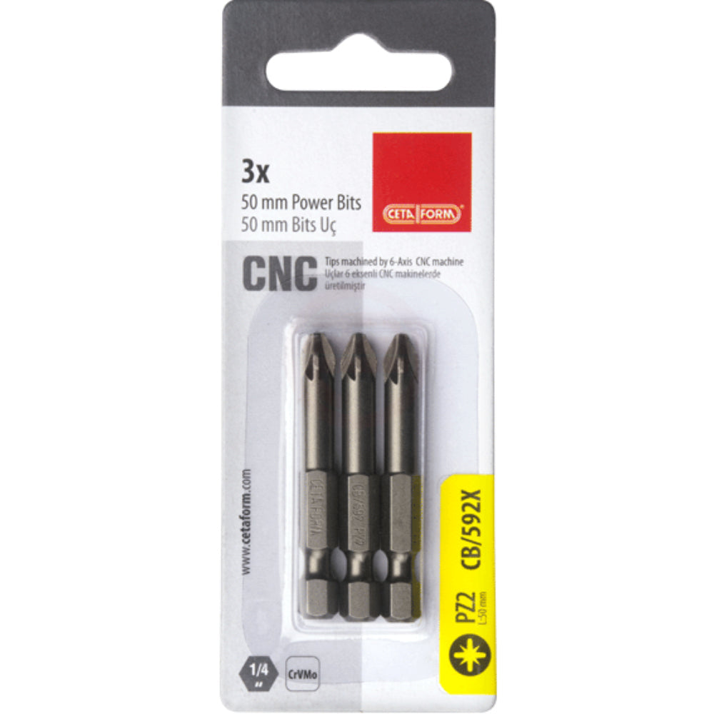 CB/591X  3 Piece 1/4 " Pozidriv Bit - PZ1x50 mm ( Display Packed )