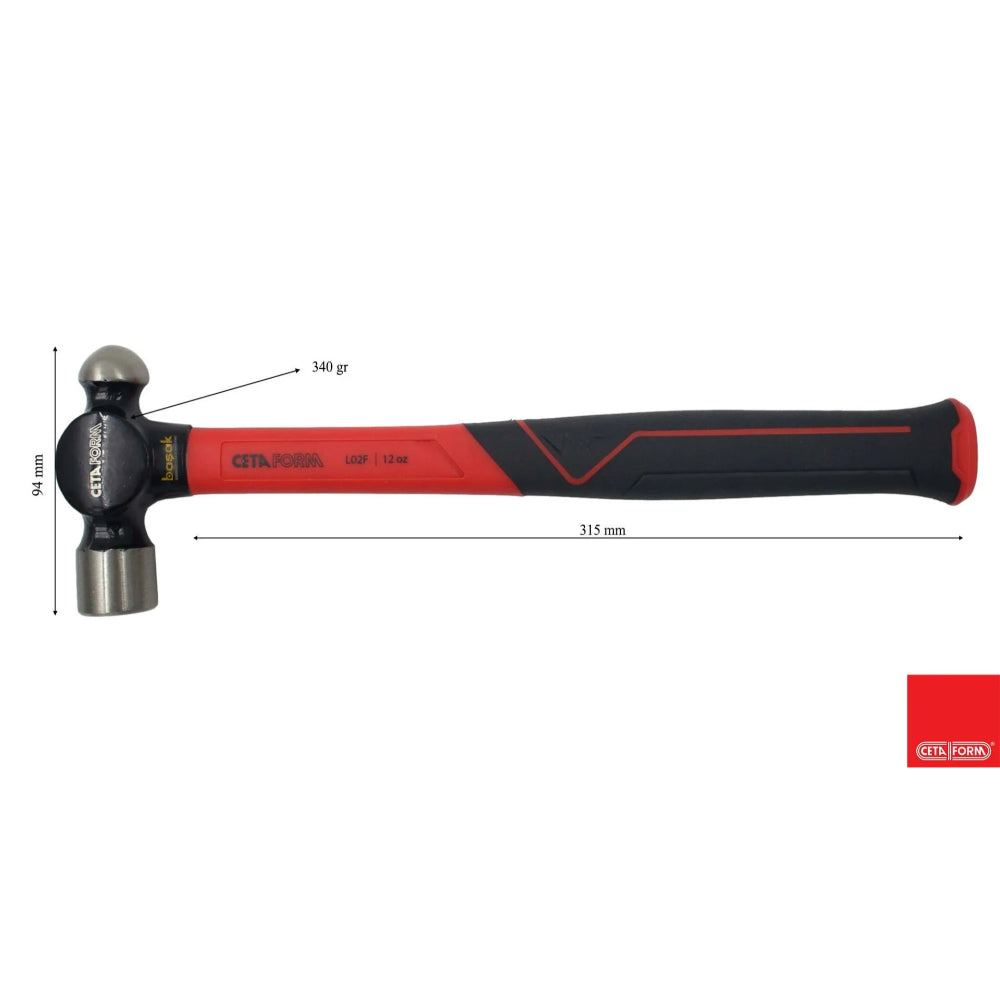 L02F-12  Ball Pein Hammer   Fiberglass Handle  -12oz/340 gr