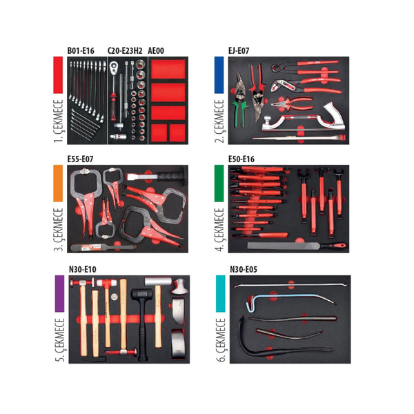 A50BR-84A01  84 Piece BODY REPAIR - ALUMUNIUM Automotive Tool Kit  in A01-08