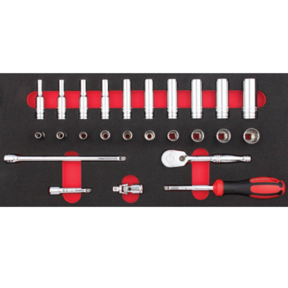 C00A-E25BT  25 Piece 1/4  Drive 12-Point Socket Set   in EVA