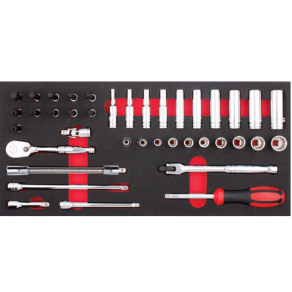 C00A-E39BT  39 Piece 1/4 Drive 12-Point Socket Set  in EVA