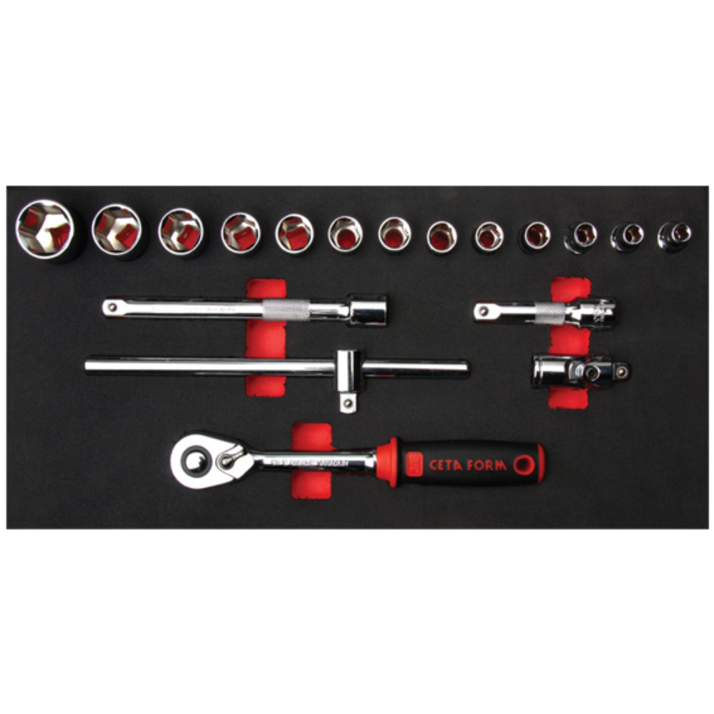 C10-E18H2 18 Piece 3/8 Drive 6- Point Socket Set  in EVA