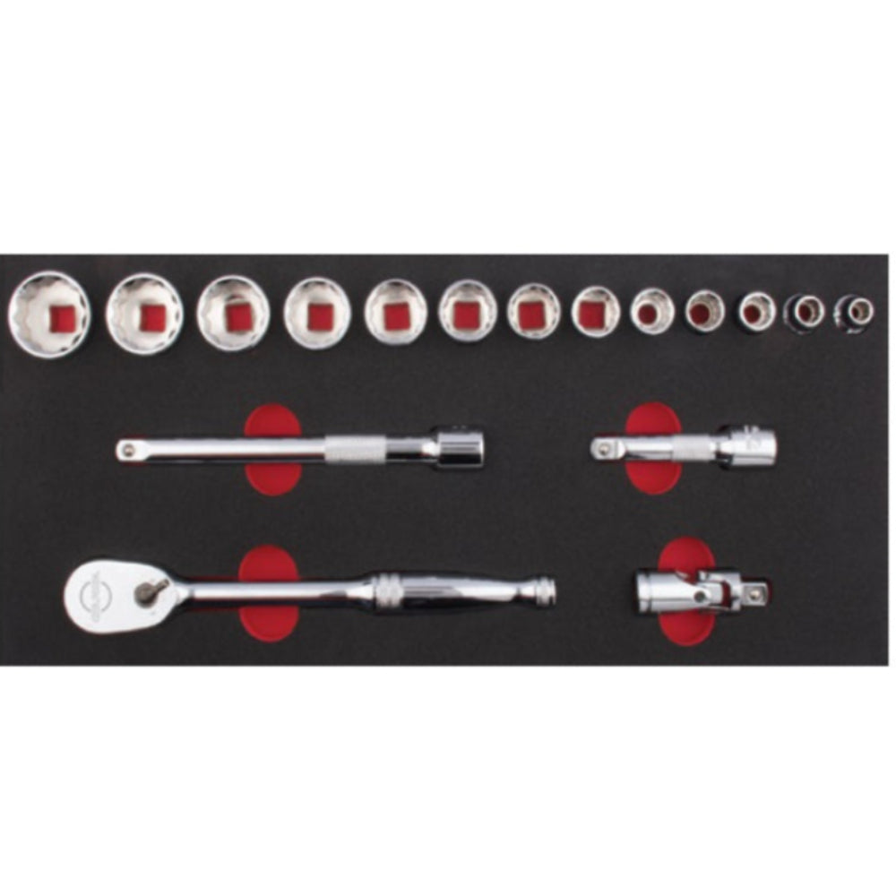 C10A-E17BT 17 Piece 3/8 Drive 12-Point Socket Set - SAE  in EVA
