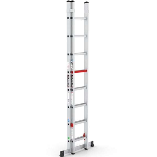 TS6050 DUO DOUBLE PART EXTENSION ALUMINIUM LADDERS  STEP   2x8  Double Part Aluminium Ladder