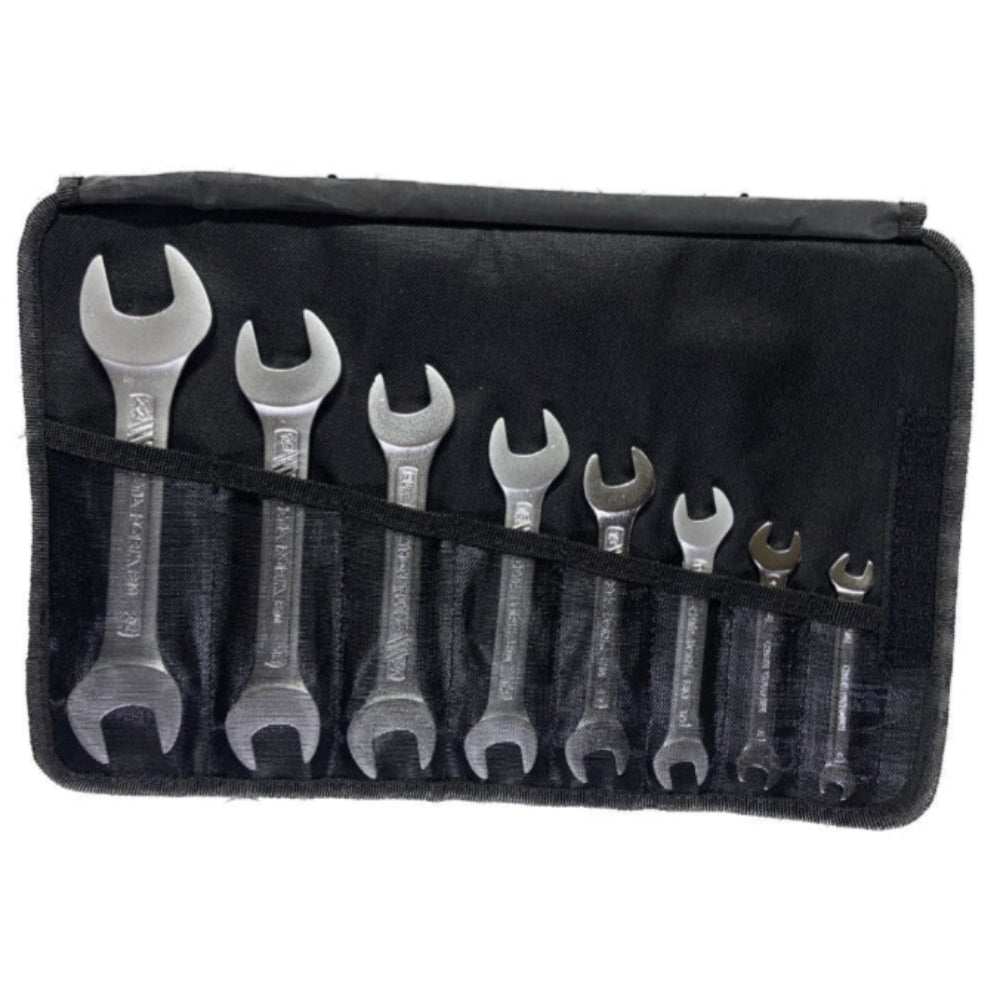 B10-R08  8 Pc. Double Open End Wrench Set ( Shot Type ) -in Roll Pouch