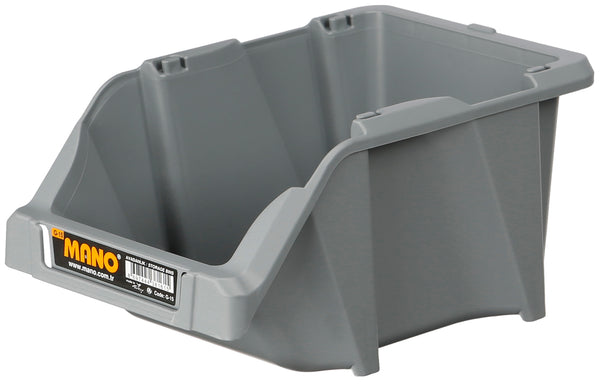 صندوق تخزين بلاستيك مفتوح لون رصاصي رقم 15 مقاس 125×195×90 مم ماركة مانو صناعة تركي