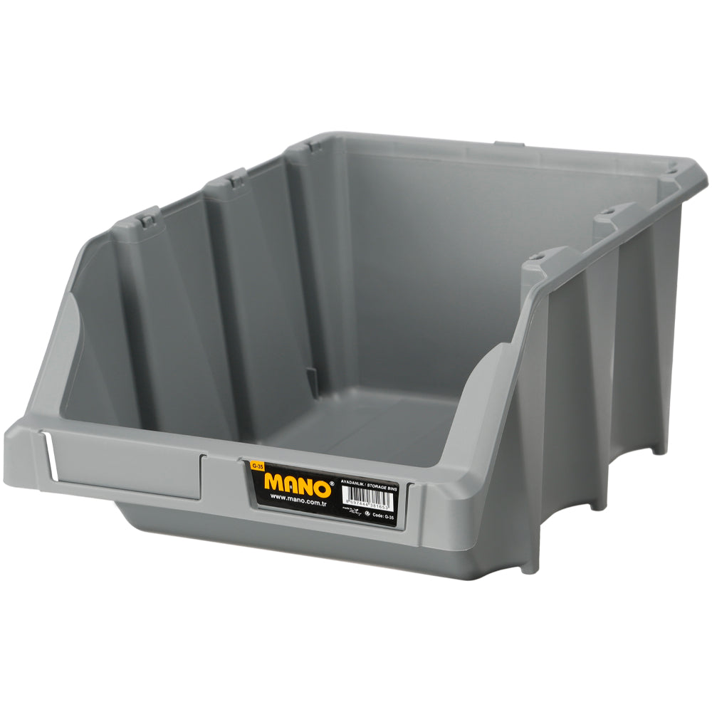صندوق تخزين بلاستيك مفتوح لون رصاصي رقم 35 مقاس 265×420×177 مم ماركة مانو صناعة تركي