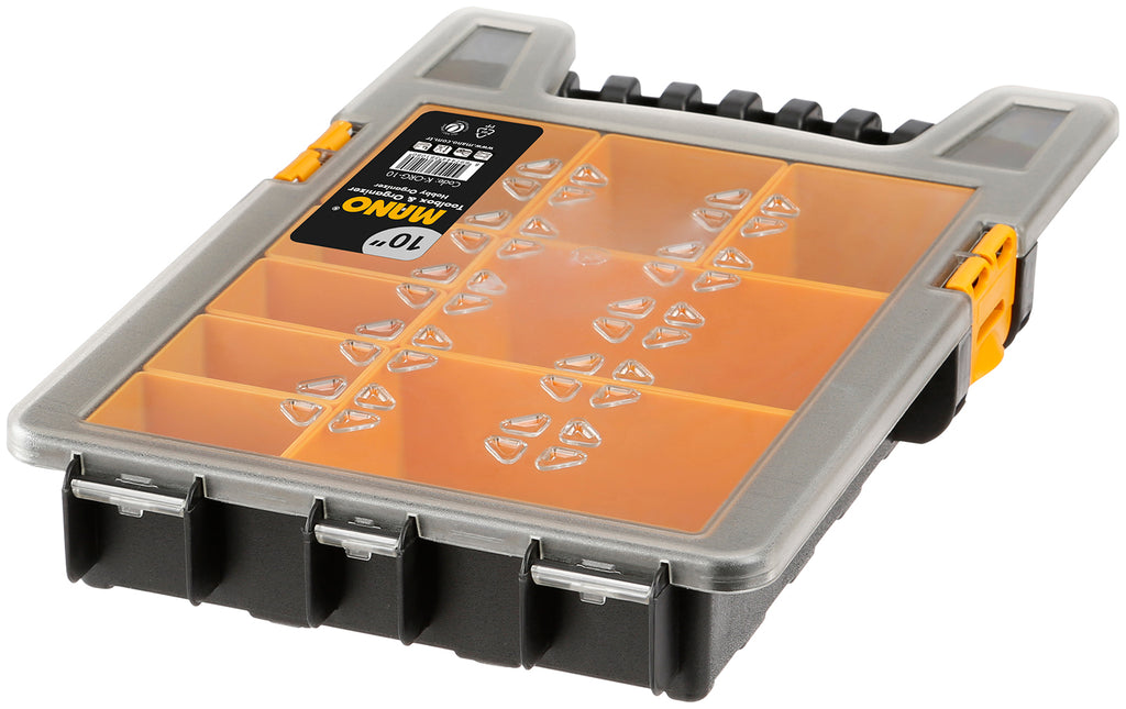 حافظة ادوات بلاستيك مع تقسيمات متحرك 10 بوصة مقاس 357×237×341 مم ماركة مانو صناعة تركي