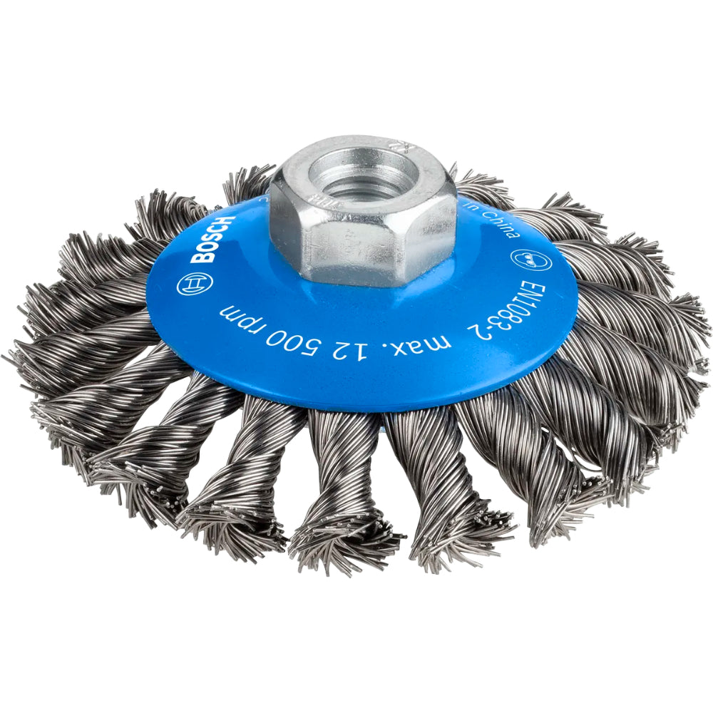 2608622011 PRO M 14 Wire Wheel Depressed 100mm Knotted for Metal فرشة سلك طبق مجدولة 100 مم منحنية للحديد