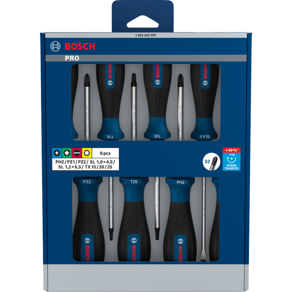 PRO Screwdriver Set PH/PZ/SL/TX 8 Pcs