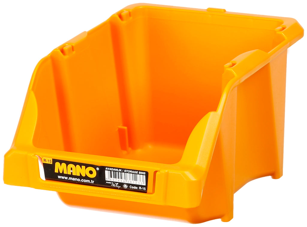 صندوق تخزين بلاستيك مفتوح لون اصفر رقم 15 مقاس 125×195×90 مم ماركة مانو صناعة تركي