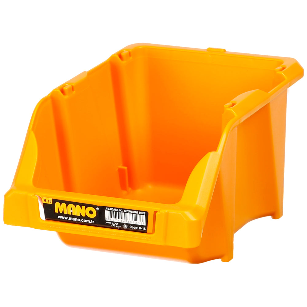 صندوق تخزين بلاستيك مفتوح لون اصفر رقم 15 مقاس 125×195×90 مم ماركة مانو صناعة تركي